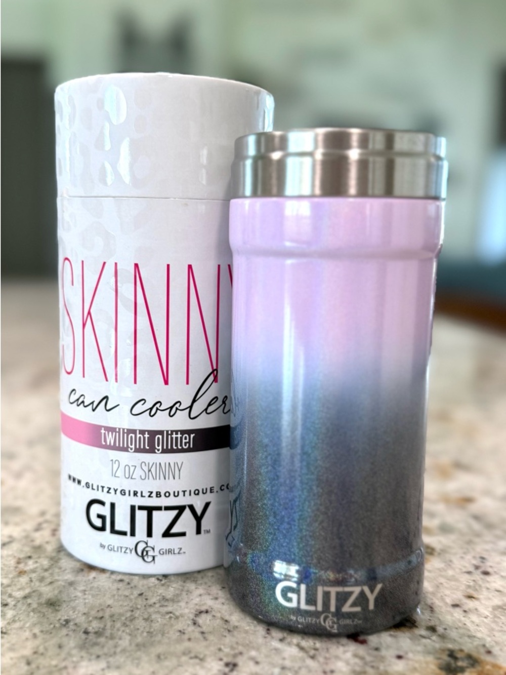 Glitzy Girlz "Twilight Glitter" Skinny 12 oz Can Cooler - NEW